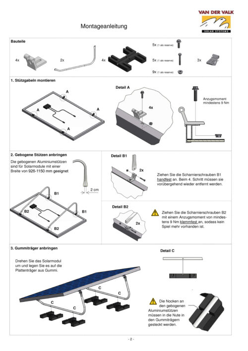 Montageset Flachdach VALK 17° – Effiziente PV-Montage für Flachdächer – Bild 6