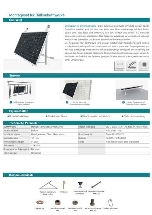 Montageset für Balkonkraftwerke 10-45° – Bild 4