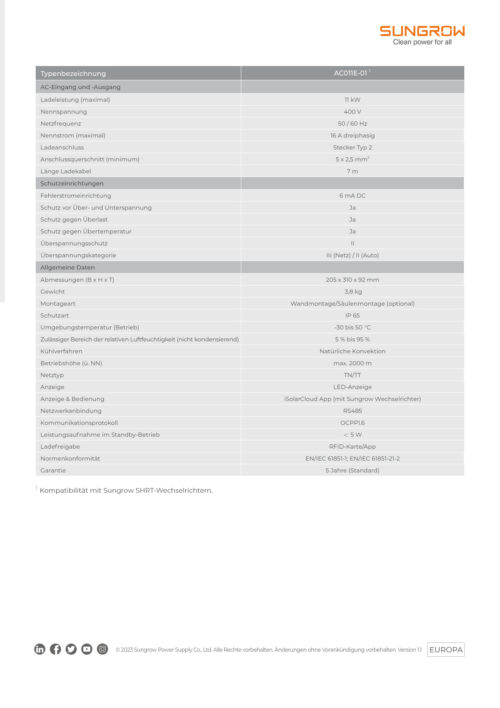 Sungrow Wallbox 11kW AC011E-01 – Bild 3