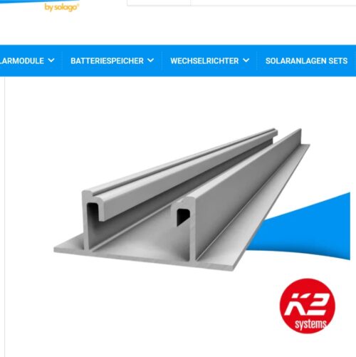 K2 BasicRail 2.50m - Sloping roof trapezoidal sheet