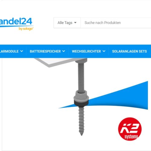 K2 SingleRail Stick screw M10x250 - Inclined roof corrugated fibre cement