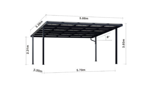 Solarcarport für 2 PKW – 15 Module | Schneelast 0,65 kN/m² | Windlastzone 3 – Bild 2